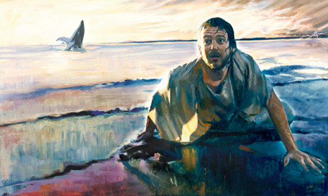 Jonás en la playa de Nínive por Daniel A. Lewis